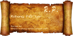 Rohony Péter névjegykártya